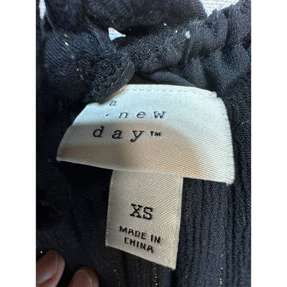 A New Day Womens Maxi Dress Size XS Black Gold  Metallic Stripes Sleeveless - Picture 3 of 16